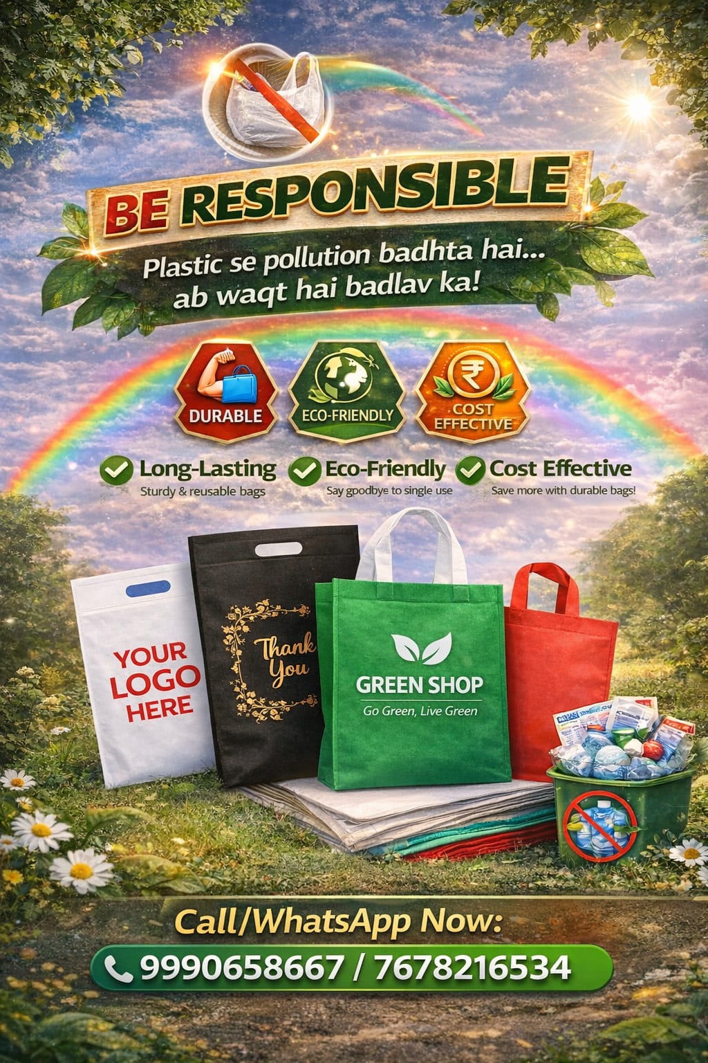 Be responsible — reusable bags